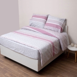 Σεντόνια 2546 Φανελένια (Σετ 3τμχ) Grey-Pink Viopros Μονό 165x275cm 100% Βαμβάκι