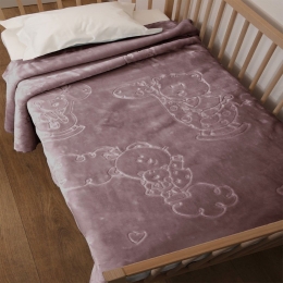 Κουβέρτα Βρεφική Βελουτέ Bear 2 Blush Pink Anna Riska Κούνιας 110x140cm Πολυέστερ