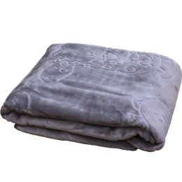 Κουβέρτα Βρεφική Βελουτέ Bear 3 Grey Anna Riska Κούνιας 110x140cm Πολυέστερ