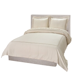 Σεντόνια Satin Embroidered Classico 1 Με Λάστιχο Ivory Anna Riska Υπέρδιπλο 160x225cm 100% Βαμβακοσατέν