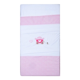 Παπλωματοθήκη Βρεφική Celine 1 White-Pink Anna Riska 110x150cm 100% Βαμβάκι