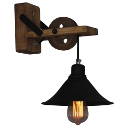 Φωτιστικό Τοίχου - Απλίκα HL- 318W-1S 77-3182 Melkor Black Homelighting Μέταλλο,Ξύλο