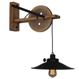 Φωτιστικό Τοίχου - Απλίκα HL- 318W-1S1 77-3183 Melkor Black Homelighting Μέταλλο,Ξύλο