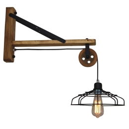Φωτιστικό Τοίχου - Απλίκα HL-316W-1L 77-3176 Lorlas Black Homelighting Μέταλλο,Ξύλο