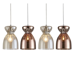 Φωτιστικό Οροφής - Ράγα 77-3719 SE4314-04 Domenico Congac-Copper Glass - Chrome Homelighting Γυαλί