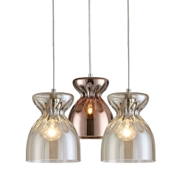 Φωτιστικό Οροφής 77-3718 SE4314-03 Domenico Congac-Copper Glass - Chrome Homelighting Γυαλί