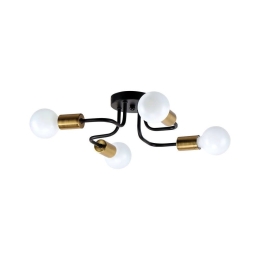 Φωτιστικό Οροφής-Πλαφονιέρα Miles 77-8097 42x42x13 Black-Brass Gold Homelighting Μέταλλο