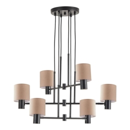 Φωτιστικό Οροφής Κρεμαστό Adept 77-8872 63x100cm 6xE27 60W Black-Brown Homelighting Μέταλλο,Ύφασμα