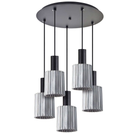 Φωτιστικό Οροφής Adept Tube 77-8488 40x40x300cm 5xE27 60W Black-Smoke Homelighting