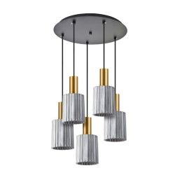 Φωτιστικό Οροφής Κρεμαστό Adept Tube 77-8579 40x300cm 4xE27 60W Gold-Smoke Homelighting Μέταλλο,Γυαλί