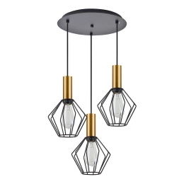 Φωτιστικό Οροφής Adept Tube 77-8621 37x37x300cm 3xE27 60W Black-Gold Homelighting