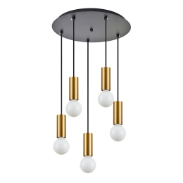 Φωτιστικό Οροφής Adept Tube 77-8572 40x40x300cm 5xE27 60W Black-Gold Homelighting