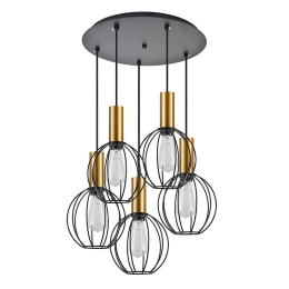 Φωτιστικό Οροφής Adept Tube 77-8629 43x43x300cm 5xE27 60W Black-Gold Homelighting