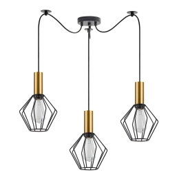 Φωτιστικό Οροφής Adept Tube 77-8619 65x65x300cm 3xE27 60W Black-Gold Homelighting