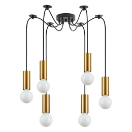 Φωτιστικό Οροφής Adept Tube 77-8568 45x45x300cm 6xE27 60W Black-Gold Homelighting