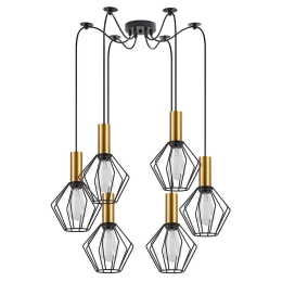 Φωτιστικό Οροφής Adept Tube 77-8618 65x65x300cm 6xE27 60W Black-Gold Homelighting