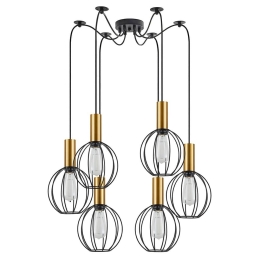 Φωτιστικό Οροφής Adept Tube 77-8625 55x55x300cm 6xE27 60W Black-Gold Homelighting
