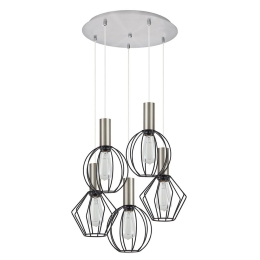 Φωτιστικό Οροφής Adept Flex 77-8921 42x42x300cm 5xE27 60W Nickel-Black Homelighting