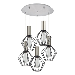 Φωτιστικό Οροφής Adept Tube 77-8440 42x42x300cm 5xE27 60W Nickel-Black Homelighting