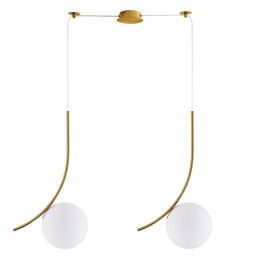 Φωτιστικό Οροφής Κρεμαστό Sceptre 77-9064 11x300cm 2xE14 40W Gold-Opal Homelighting Μέταλλο,Γυαλί