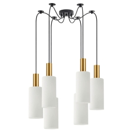 Φωτιστικό Οροφής Κρεμαστό Adept Tube 77-8653 12x300cm 6xE27 60W Gold-White Homelighting Μέταλλο,Γυαλί