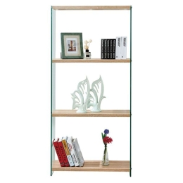 Βιβλιοθήκη Από Γυαλί Και Ράφια Από MDF HM8092 Clear-Sonoma 76X30Χ165 εκ. Mdf,Γυαλί