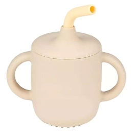 Ποτηράκι Με Καλαμάκι N875301 13x6x13,5cm Σιλικόνης Cream Nattou Σιλικόνη