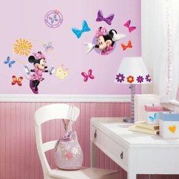Αυτοκόλλητα Τοίχου "Minnie & Daisy" RMK1666 Από 4x4cm Έως 24x29cm Pink-Multi Roommates