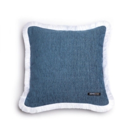 Μαξιλαροθήκη Διακοσμητική Four Seasons Trimming Blue Jean Aslanis Home 45X45 Βαμβάκι-Chenille