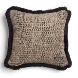 Μαξιλαροθήκη Διακοσμητική Ismaros Trimming Beige-Black Aslanis Home 45X45 Βαμβάκι-Chenille