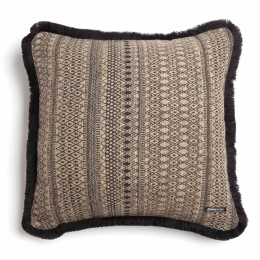 Μαξιλαροθήκη Διακοσμητική Olympos Trimming Beige-Black Aslanis Home 60Χ60 Βαμβάκι-Chenille