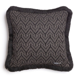 Μαξιλαροθήκη Διακοσμητική Tymfi Trimming Black-Beige Aslanis Home 45X45 Βαμβάκι-Chenille