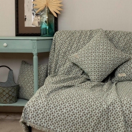 Ριχτάρι Vermio Mint-Choco Aslanis Home Τετραθέσιο 180x350cm Βαμβάκι-Polycotton
