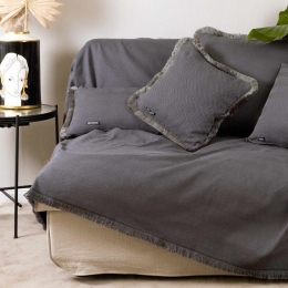 Ριχτάρι Atheras Graphite Aslanis Home Πολυθρόνα 180x180cm Βαμβάκι-Πολυέστερ