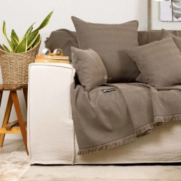 Ριχτάρι Atheras Brown Aslanis Home Τετραθέσιο 180x350cm Βαμβάκι-Πολυέστερ
