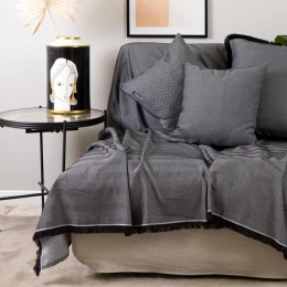 Ριχτάρι Atheras Black-Silver Aslanis Home Πολυθρόνα 180x180cm Βαμβάκι-Πολυέστερ