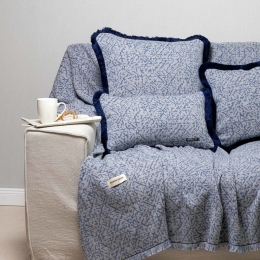 Ριχτάρι Athos Blue-Grey Aslanis Home Τριθέσιο 180x300cm Βαμβάκι-Πολυέστερ