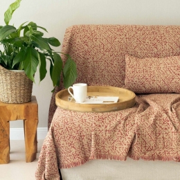 Ριχτάρι Athos Bordo-Beige Aslanis Home Πολυθρόνα 180x180cm Βαμβάκι-Πολυέστερ