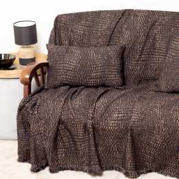 Ριχτάρι Ismaros Black-Choco Aslanis Home Τετραθέσιο 180x350cm Βαμβάκι-Polycotton