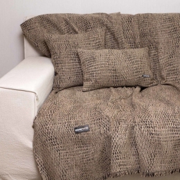 Ριχτάρι Ismaros Beige-Black Aslanis Home Τετραθέσιο 180x350cm Βαμβάκι-Polycotton