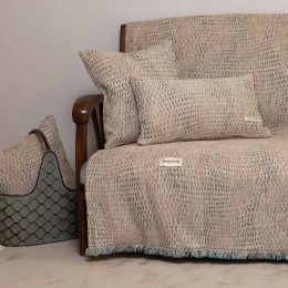 Ριχτάρι Ismaros Beige-Petrol Aslanis Home Διθέσιο 180x250cm Βαμβάκι-Polycotton