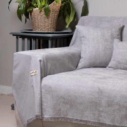 Ριχτάρι Kedros Grey-Silver Aslanis Home Τετραθέσιο 180x350cm Βαμβάκι-Πολυέστερ