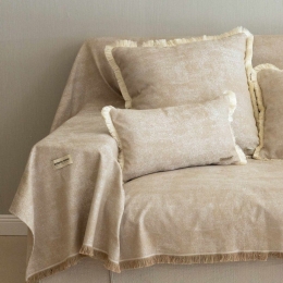 Ριχτάρι Kedros Beige-Ecru Aslanis Home Τετραθέσιο 180x350cm Βαμβάκι-Πολυέστερ