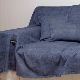 Ριχτάρι Kedros Blue-Black Aslanis Home Τετραθέσιο 180x350cm Βαμβάκι-Πολυέστερ