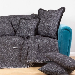 Ριχτάρι Parnassos Black-Grey Aslanis Home Τετραθέσιο 180x350cm Βαμβάκι-Polycotton