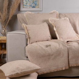 Ριχτάρι Panion Beige-Ecru Aslanis Home Πολυθρόνα 180x180cm Βαμβάκι-Polycotton