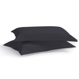 Μαξιλαροθήκες Satin Plain (Σετ 2τμχ) Black Aslanis Home 50Χ70 100% Βαμβακοσατέν
