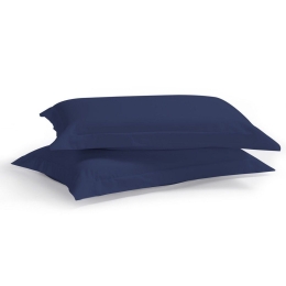 Μαξιλαροθήκες Satin Plain (Σετ 2τμχ) Navy Blue Aslanis Home 50Χ70 100% Βαμβακοσατέν
