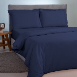Παπλωματοθήκη Satin Plain Navy Blue Aslanis Home Ημίδιπλο 160x220cm 100% Βαμβακοσατέν
