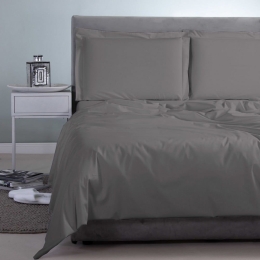 Σεντόνι Satin Plain Dark Grey Aslanis Home Υπέρδιπλο 250x270cm 100% Βαμβακοσατέν